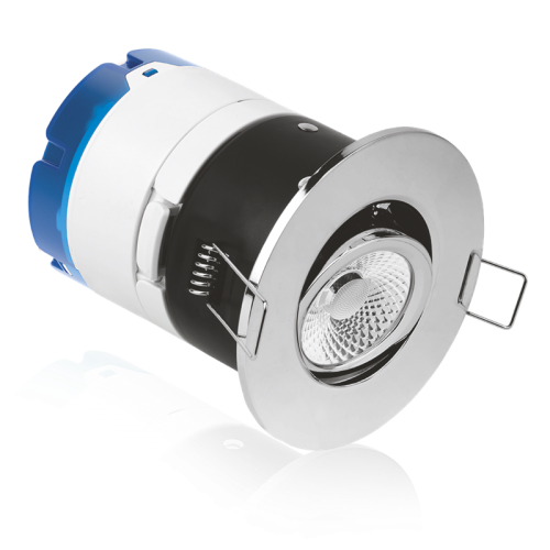 Aurora Lighting AU-MPRO2APC/40 Polished Chrome LED Adj Fire Rated Non-Dimmable Downlight 60Deg 4000K IP65 6W 220-240V