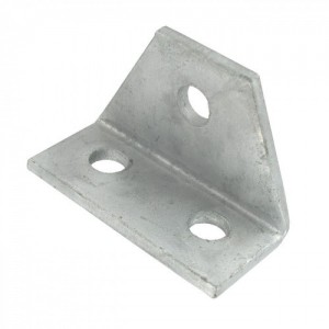 Deligo D558 Galvanised Steel 2 + 1 Hole 90° Angle Small Delta Bracket For Steel Channel 57mm x 42mm
