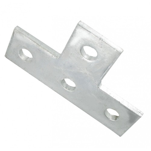 Deligo D603 Galvanised Steel 3 + 1 Hole T Shaped Flat Bracket For Steel Channel