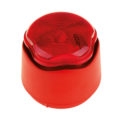ESP CB-1R MAGFIRE Red Round Conventional Combined Banshee Sounder & Strobe With Red Lens IP45 89dBA - 110dBA