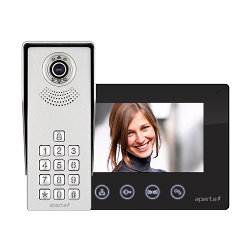 ESP APKITKPBLK Aperta Single Way Video Door Entry Kit With IP55 Video Door Entry Keypad Call Point + High Resolution Camera, Black 7" TFT Monitor