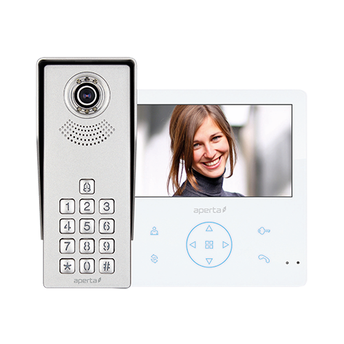 ESP APKITKPG Aperta Single Way Video Door Entry Kit With Video Door Entry Keypad Station Call Point + Camera, White 7" TFT Monitor + Record Facility