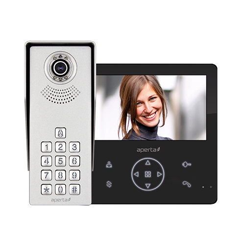 ESP APKITKPGBLK Aperta Video Door Entry Kit With Door Entry Keypad Station Call Point + Camera, Black 7" TFT Monitor + Record Facility