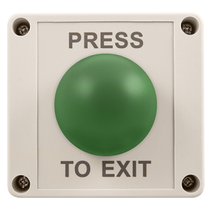 ESP EVEXITMIP55 Weatherproof Push-To-Exit Green Mushroom Door Release Button Marked PRESS TO EXIT With Surface Mounting Box IP55