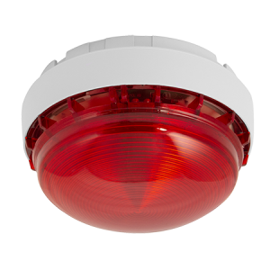 ESP MAGDUOSS MAGDUO White Round Domed Bi-Wire Sounder & Strobe With Red Lens & Base