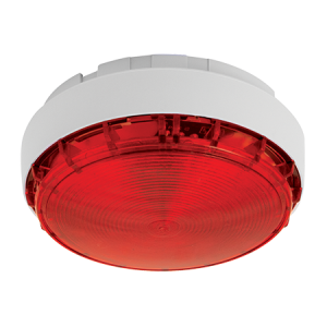 ESP MAGDUOSSLP MAGDUO White Round Low Profile Bi-Wire Sounder & Strobe With Red Lens & Base