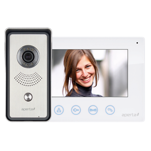 ESP APKIT Aperta Single Way Video Door Entry Kit With IP55 Video Door Station Call Point + High Resolution Camera, White 7 Inch TFT Monitor