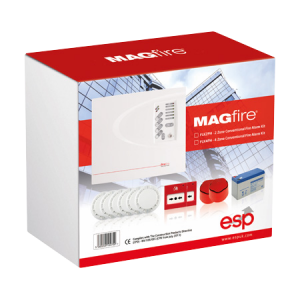 ESP FLK2P MAGFIRE White 2 Zone Conventional Fire Kit Alarm Kit With Panel, 6 x Optical Smoke Detectors, 2 x Call Points, 1 x Banshee Sounder & Battery