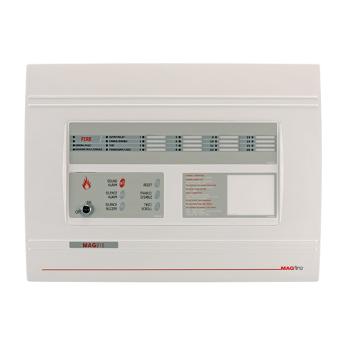 ESP MAG816 MAGFIRE White Polycarbonate 8 Zone Conventional EN54 Fire Alarm Panel Expandable To 16 Zones - Requires Battery