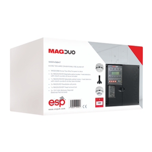 ESP MAGDUO8BKIT MAGDUO Black 8 Zone Bi-Wire Fire Alarm Kit With Panel, 7 x Optical Smoke / Heat Detectors, 2 x Call Points & Head Removal Tool