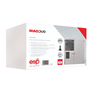 ESP MAGDUO8KIT MAGDUO Grey 8 Zone Bi-Wire Fire Alarm Kit With Panel, 7x Optical Smoke / Heat Detectors, 2x Re-settable Call Points & Head Removal Tool