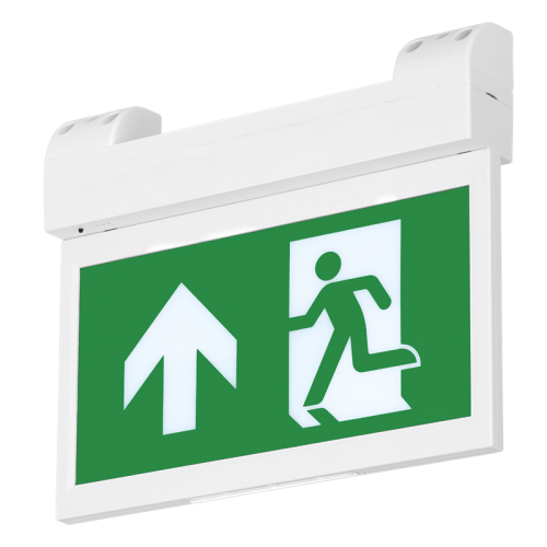 Aurora Lighting EN-EMBL White Manual Test Ceiling Mounting Blade Style Emergency LED Exit Sign With Daylight White 6500K LEDs & Legend Kit IP20 4W