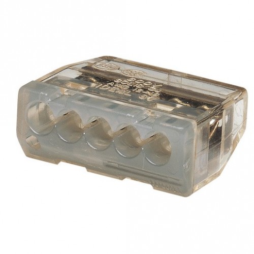 Ideal Industries 30-0087 IN-SURE® Grey 5 Way Push-In Wire Connector (Pack Size 50) 24A 450V 0.75mm² - 4mm²