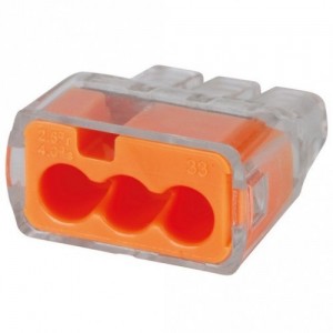 Ideal Industries 30-1033 IN-SURE® Orange 3 Way Push-In Wire Connector (Pack Size 100) 32A 450V 0.75mm² - 4mm²