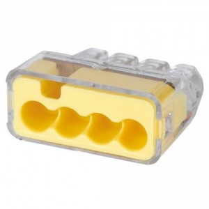 Ideal Industries 30-1034 IN-SURE® Yellow 4 Way Push-In Wire Connector (Pack Size 100) 32A 450V 0.75mm² - 4mm²