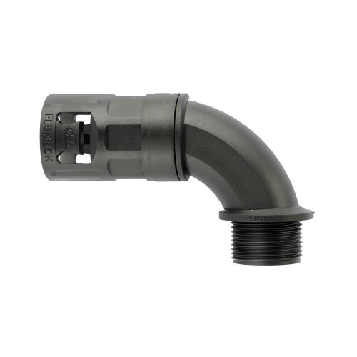 Flexicon FLK28-M25-90B Flexilok FLK90 Black Nylon Single Piece 90° Elbow External Thread Connector For Flexible Conduit IP66
