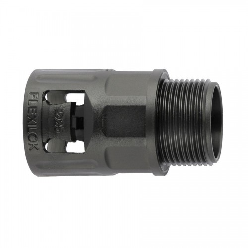 Flexicon FLK34-M32B Flexilok FLK Black Nylon Single Piece Straight Fixed External Thread Connector For Flexible Conduit IP66