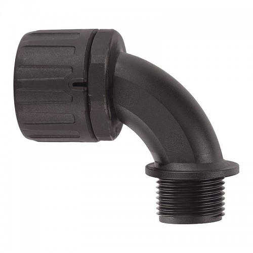 Flexicon FPA16-M16-90B Type FPA90 Black Nylon 90° Elbow External Thread Connector For FPAS Flexible Conduit IP66 DiaØ: 16mm | Thread Size: M16