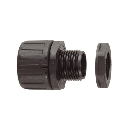 Flexicon FPA28-M25B Type FPA Black Nylon Straight Fixed External Thread Connector For FPAS Flexible Conduit IP66 DiaØ: 28mm | Thread Size: M25