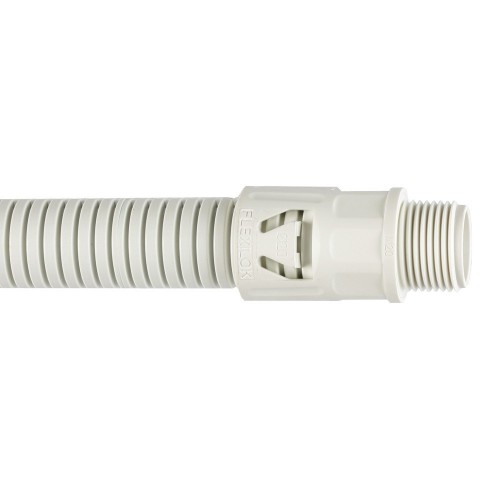 Flexicon FPL-CP25W White UPVC 25mm Flexible Conduit Contractor Pack With 10m FPL25W-10M Flexible Conduit & 10 x Flexilok FLK25-M25W Connectors IP66