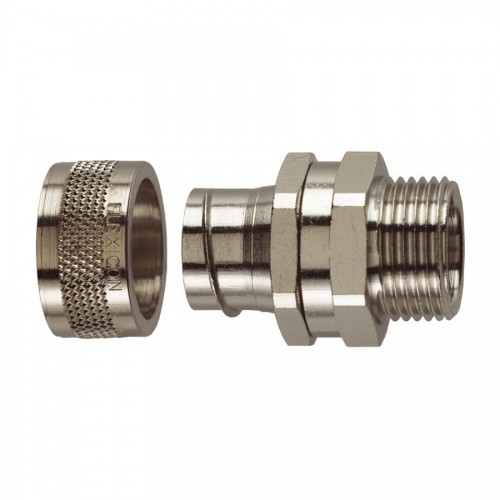 Flexicon FSU20-M20-S Type S Nickel Plated Brass Straight Swivel External Thread Connector For Type FSU Flexible Conduit IP54