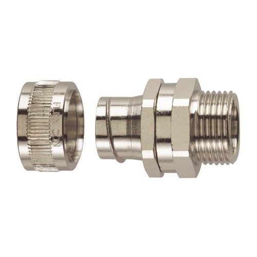 Flexicon FU20-M20-S Type S Nickel Plated Brass Straight Swivel External Thread Connector For Type FU Flexible Conduit IP40