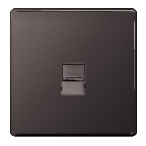 BG Electrical FBNBTS1 Flatplate Black Nickel Screwless Single BT Secondary Telephone Socket