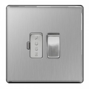 BG Electrical FBS50 Nexus Flatplate Brushed Steel Screwless Double Pole Switched Fused Connection Unit 13A