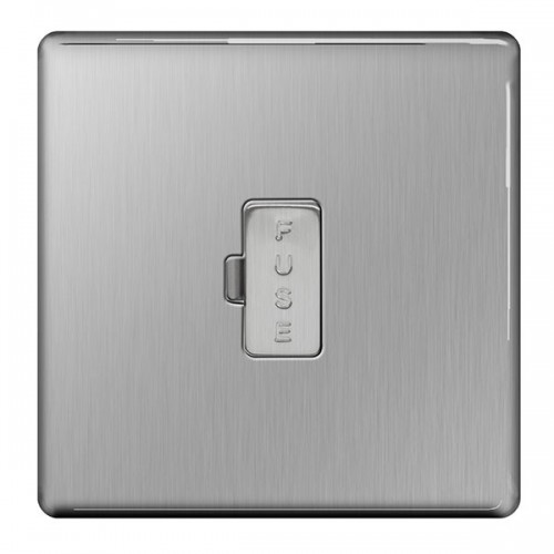 BG Electrical FBS54 Flatplate Brushed Steel Screwless Unswitched Fused Connection Unit 13A