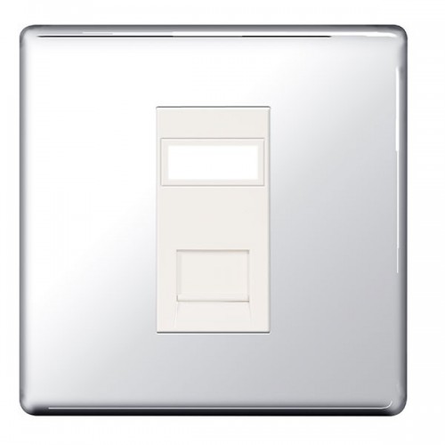 BG Electrical FPCRJ451 Nexus Flatplate Polished Chrome Screwless Single RJ45 Data Socket