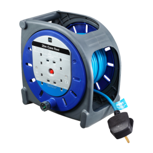 BG Electrical HBT2013/4BL Masterplug Blue/Black Plastic 4 Gang Case Style Cable Reel With 20m Lead & 3-Pin Plug 13A