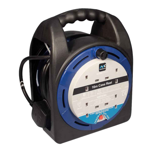 BG Electrical HST1513/4BL Masterplug Blue/Black 4 Gang Case Style Cable Reel With 15m Lead & 3-Pin Plug 13A