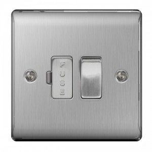 BG Electrical NBS50 Nexus Raised Edge Brushed Steel Screwed Double Pole Switched Fused Connection Unit 13A