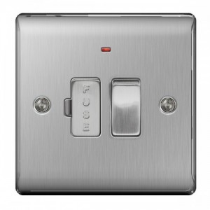 BG Electrical NBS52 Nexus Raised Edge Brushed Steel Screwed Double Pole Switched Fused Connection Unit With Neon 13A
