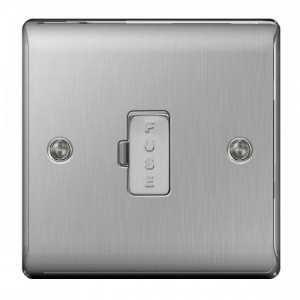 BG Electrical NBS54 Nexus Raised Edge Brushed Steel Screwed Unswitched Fused Connection Unit 13A