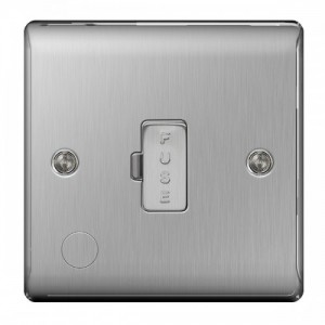 BG Electrical NBS55 Nexus Raised Edge Brushed Steel Screwed Unswitched Fused Connection Unit With Front Flex Outlet 13A