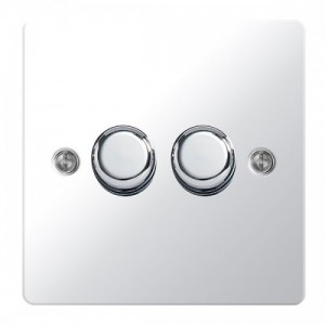 BG Electrical SPC82P Nexus Flat Plate Polished Chrome Push On/Off 2 Gang 2 Way Dimmer Switch  400W