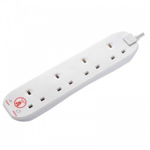 BG Electrical SRG4210N Masterplug White 4 Gang Surge Protected Extension Lead With 2m Lead & 3-Pin Plug 13A