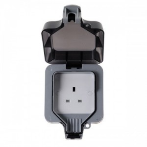 BG Electrical WP23 Nexus Storm Grey 1 Gang Unswitched Socket With Weatherproof Enclosure IP66 13A
