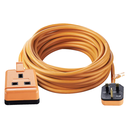 BG Electrical EXS1315O Permaplug Orange Rubber 1 Gang Heavy Duty Extension Lead With 5m Lead & 3-Pin Rubber Plug 13A