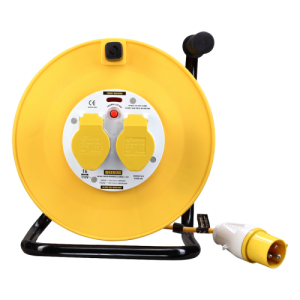 BG Electrical LVCT5016/2 Masterplug Yellow Open Cable Reel With Yellow Arctic Cable, 2 x 16A Sockets & 16A Plug 110V Length : 50m
