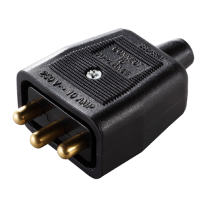 BG Electrical NC103B Permaplug Black Rubber 3-Pin Heavy Duty In-Line (Non-Reversible) Connector 10A
