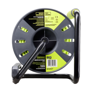 BG Electrical OMU25134SL Pro XT Power Green/Grey Plastic 4 Gang Open Cable Reel With 25m Lead & 3-Pin Plug 13A