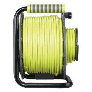 BG Electrical OMU2513FL3IP Pro-XT Green/Grey Power Reverse Open Cable Reel With 1 Gang IP54 Pull-Out Socket & 25m + 3m Cable + Guide 13A