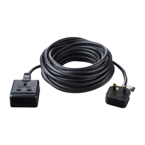 BG Electrical EXS13110B Permaplug Black Rubber 1 Gang Heavy Duty Extension Lead With 10m Lead & 3-Pin Rubber Plug 13A