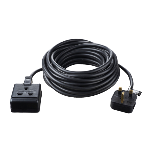 BG Electrical EXS13110B Permaplug Black Rubber 1 Gang Heavy Duty Extension Lead With 10m Lead & 3-Pin Rubber Plug 13A