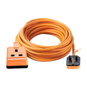 BG Electrical EXS13110O Permaplug Orange Rubber 1 Gang Heavy Duty Extension Lead With 10m Lead & 3-Pin Rubber Plug 13A
