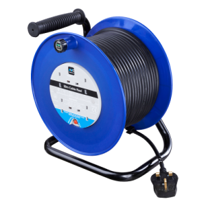 BG Electrical HDCC5013/4BL Masterplug Blue/Black 4 Gang Open Cable Reel With 50m Lead & 3-Pin Plug 13A