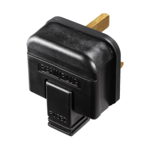 BG Electrical HDPT13B Permaplug Black Rubber Sleeved Heavy Duty 3-Pin Re-Wireable Plug With Fitted Fuse 13A
