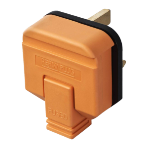 BG Electrical HDPT13O Permaplug Orange Rubber Sleeved Heavy Duty 3-Pin Re-Wireable Plug With Fitted Fuse 13A
